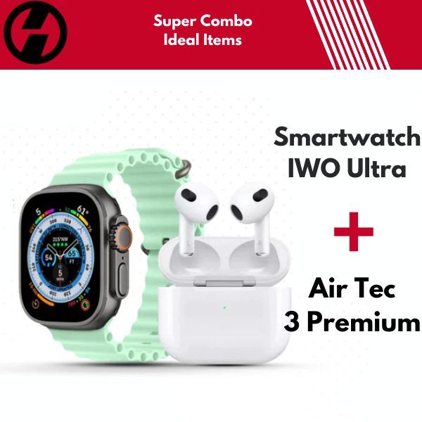 Combo Ideal Items - Air Tec 3 + Smartwatch IWO Ultra