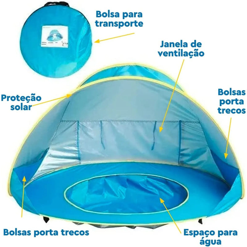 BARRACA DE PRAIA INFANTIL COM PISCINA E PROTEÇÃO UV