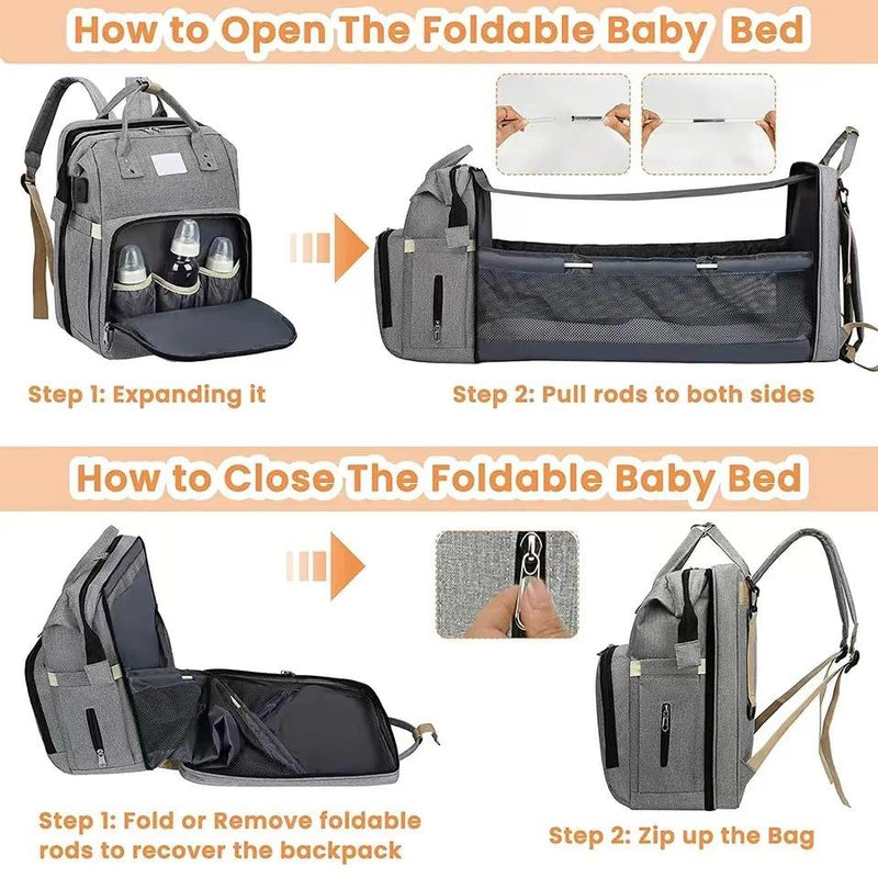 Mochila Bolsa Maternidade Térmica que vira Berço Multifunções Impermeável